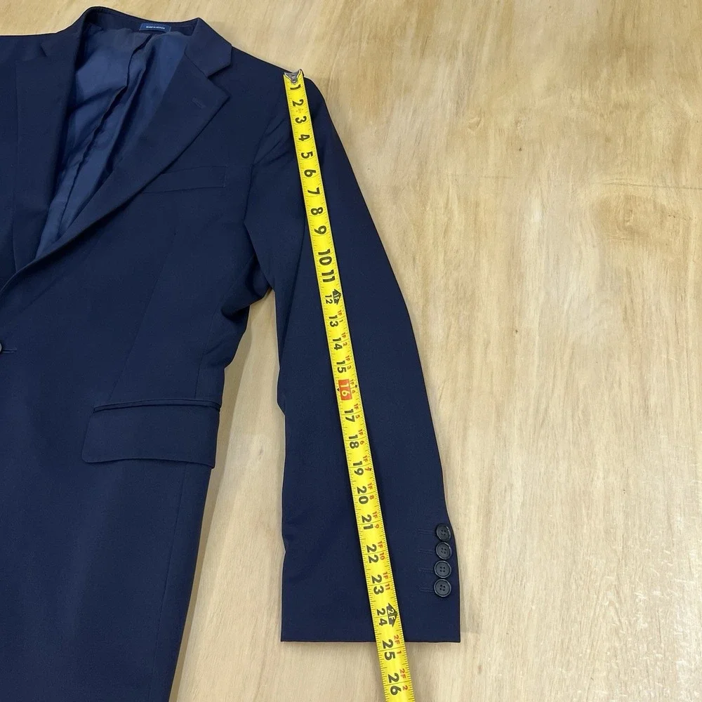 Stafford Blazer Jacket Sport Coat Mens 44R‎ Polyester Blend Stretch Dark Navy